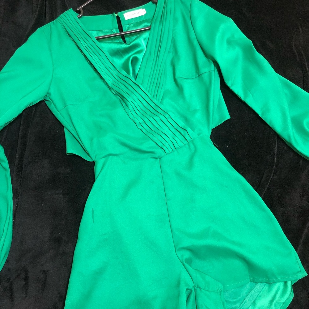 LUCYINTHESKY Green backless Romper